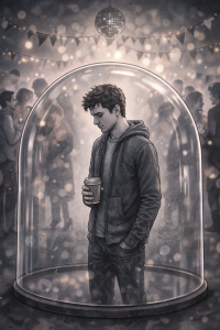 Ortamdan izole olmuş  sosyal fobi yaşayan bir kişi